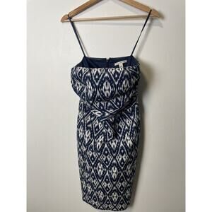 Banana Republic Strapless Navy White Batik Design Dress Size 2 Built In Bra